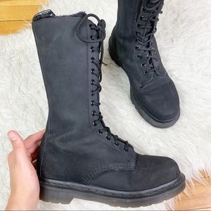 DR. MARTEN Faux Leather Lace zip 14 Eye Faux Fur Lined US 8 1B99 Cascade Split